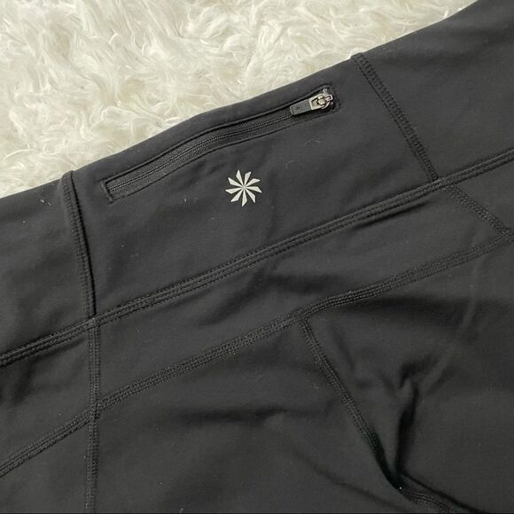 ATHLETA SUPPLEX LYCRA STRETCHY FLARED CAPRIS‎ LEGGINGS/ YOGA BLACK SZ small - Picture 7 of 11